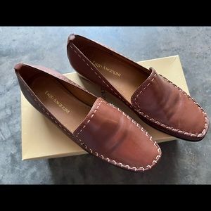 Ladies brown leather slip in flat